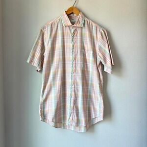 VTG Christian Dior Pink Plaid Button Down Shirt Size M